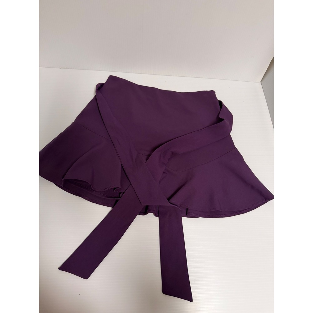 Zara Purple Wrap Tie Ruffle Skort Mini Shorts Plum Medium